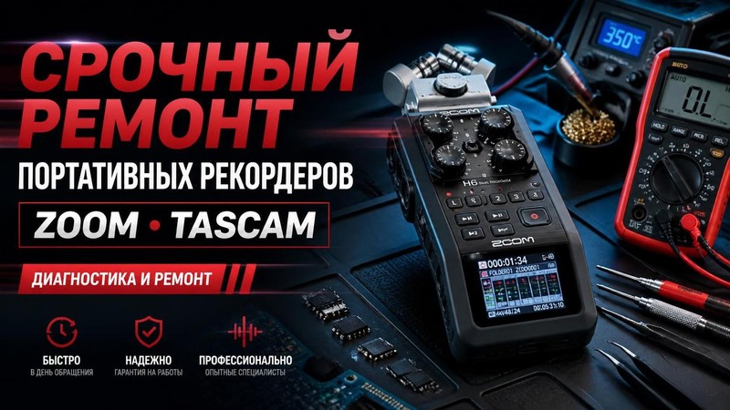 Срочный ремонт портативных рекордеров Zoom, Tascam