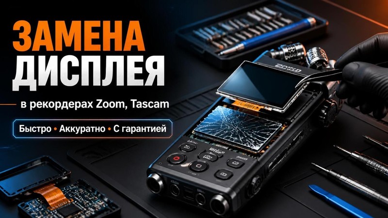 Замена дисплея в рекордерах Zoom, Tascam