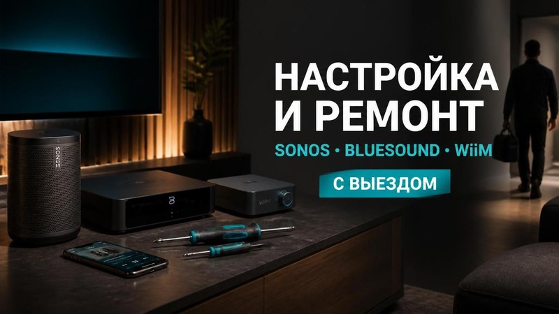Настройка и ремонт SONOS, Bluesound, WiiM с выездом