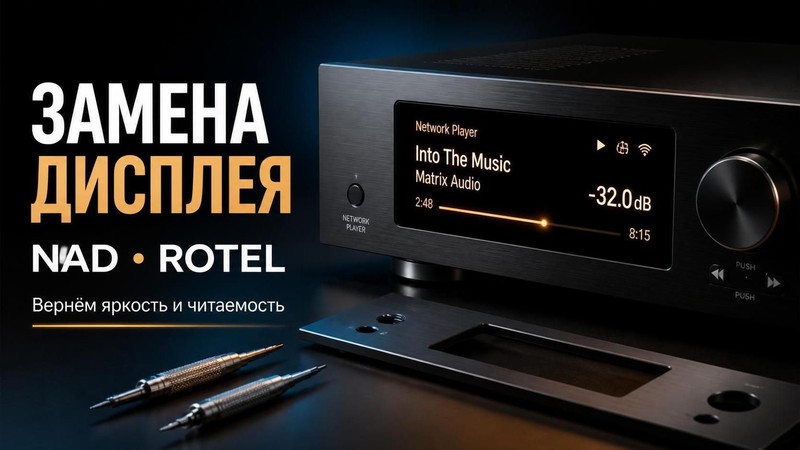 Замена дисплея в сетевых проигрывателях NAD, Rotel
