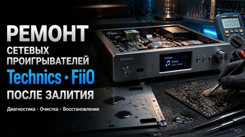 Ремонт сетевых проигрывателей Technics, Fiio после залития
