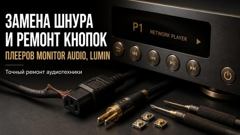 Замена шнура и ремонт кнопок плееров Monitor Audio, LUMIN