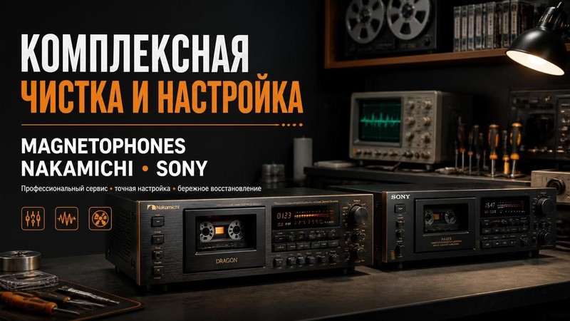 Комплексная чистка и настройка магнитофонов Nakamichi, Sony