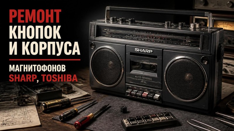 Ремонт кнопок и корпуса магнитофонов Sharp, Toshiba