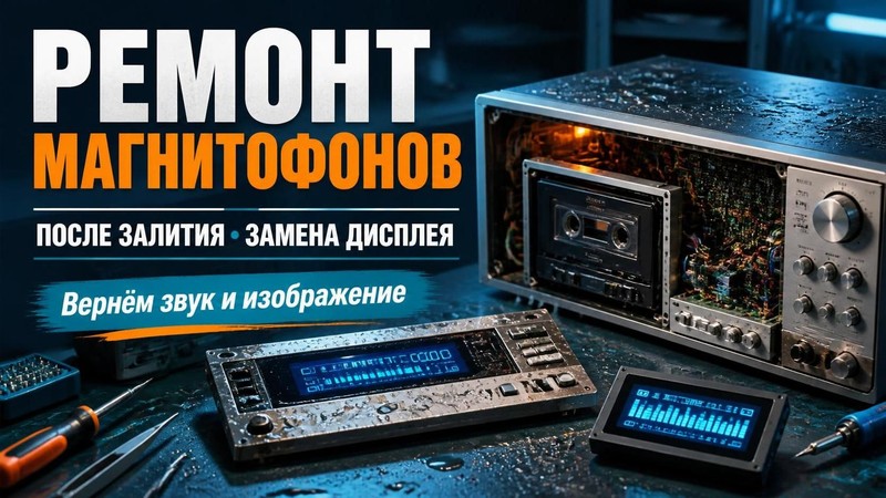 Ремонт магнитофонов после залития с заменой дисплея