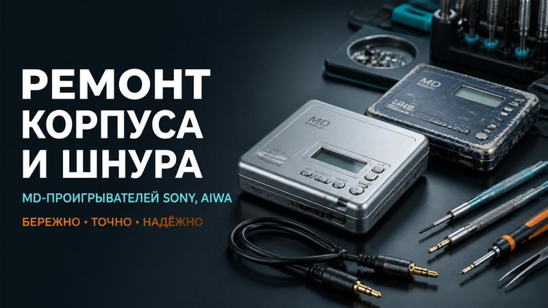 Ремонт корпуса и шнура MD-проигрывателей Sony, Aiwa