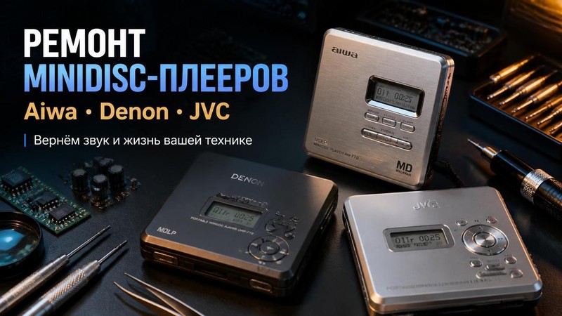 Ремонт минидисковых плееров Aiwa, Denon, JVC