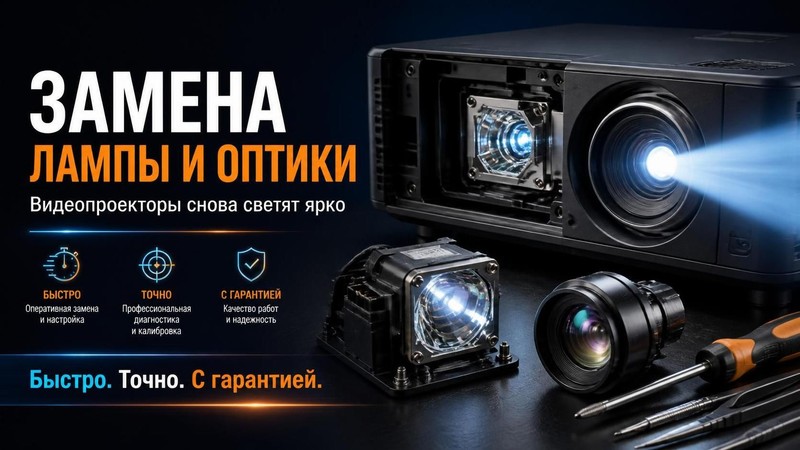 Замена лампы и оптики видеопроектора