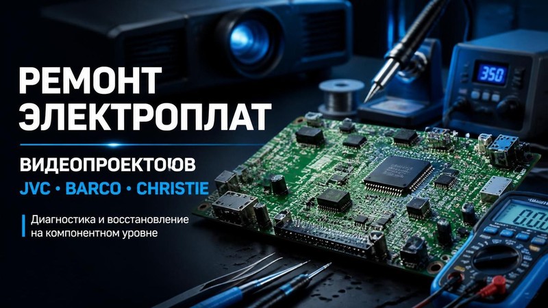 Ремонт электроплаты видеопроекторов JVC, Barco, Christie