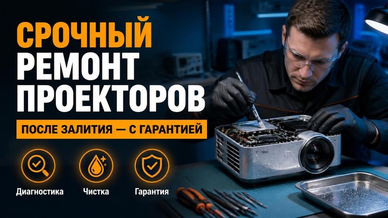Срочный ремонт проекторов после залития с гарантией