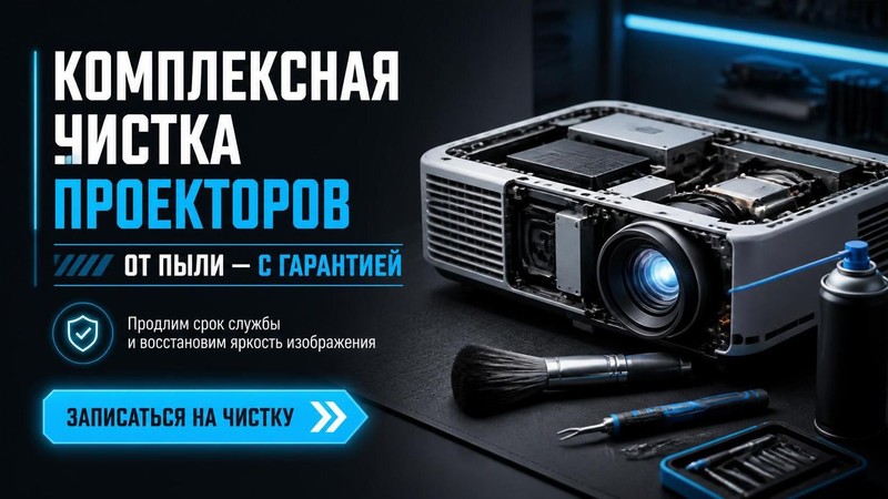 Комплексная чистка проекторов от пыли с гарантией