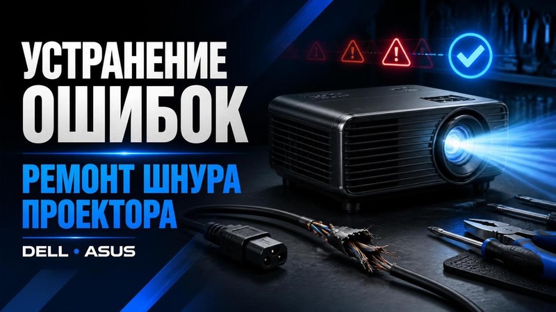 Устранение ошибок и ремонт шнура проектора Dell, Asus