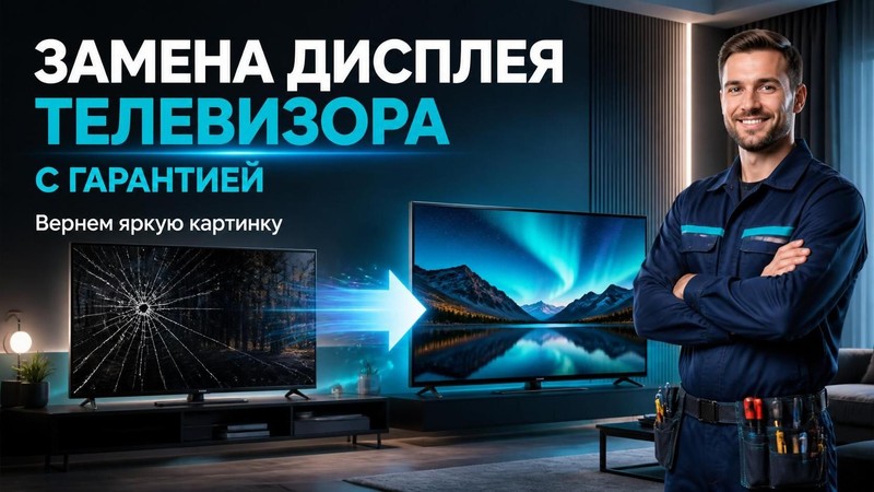 Замена дисплея телевизора с гарантией