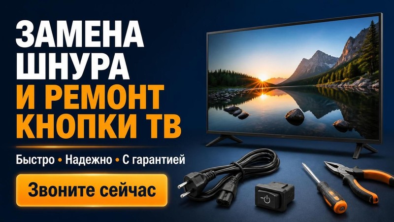 Замена шнура и ремонт кнопки телевизора