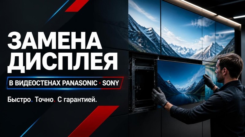 Замена дисплея в видеостене Panasonic, Sony