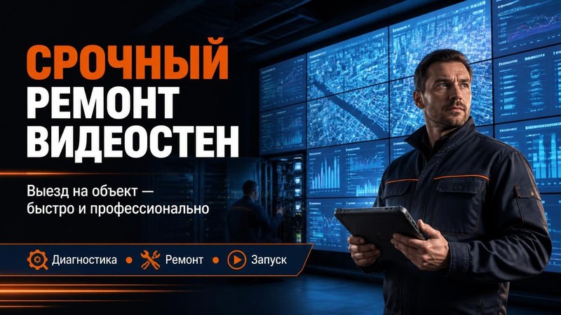 Срочный ремонт видеостен с выездом на объект