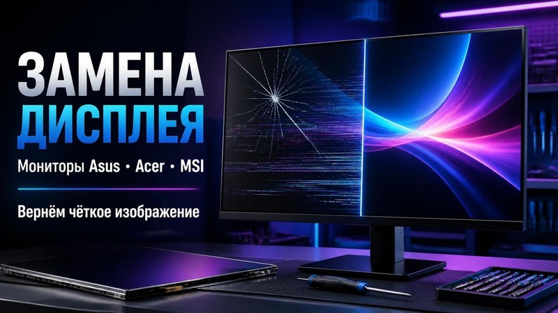 Замена дисплея в мониторах Asus, Acer, MSI