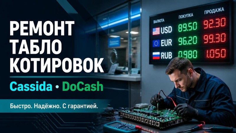 Ремонт табло котировок валют Cassida, DoCash