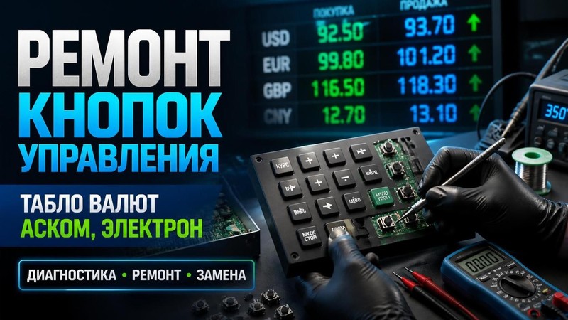 Ремонт кнопок управления табло валют АСКОМ, Электрон