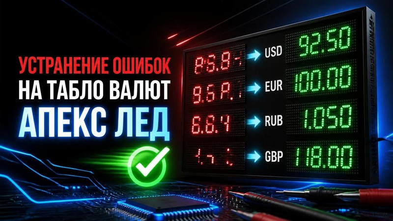 Устранение ошибок на табло валют Апекс ЛЕД
