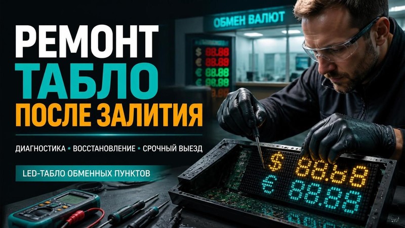 Ремонт табло обменных пунктов после залития