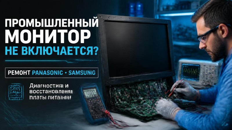 Промышленный монитор не включается: ремонт Panasonic, Samsung
