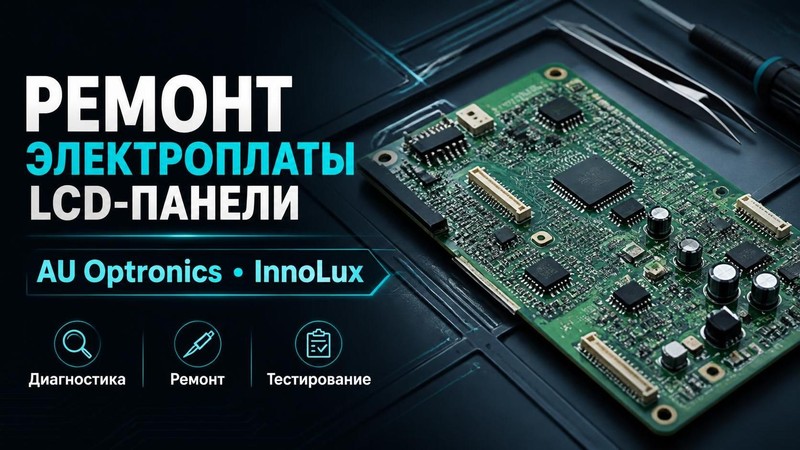 Ремонт электроплаты LCD панели AU Optronics, InnoLux