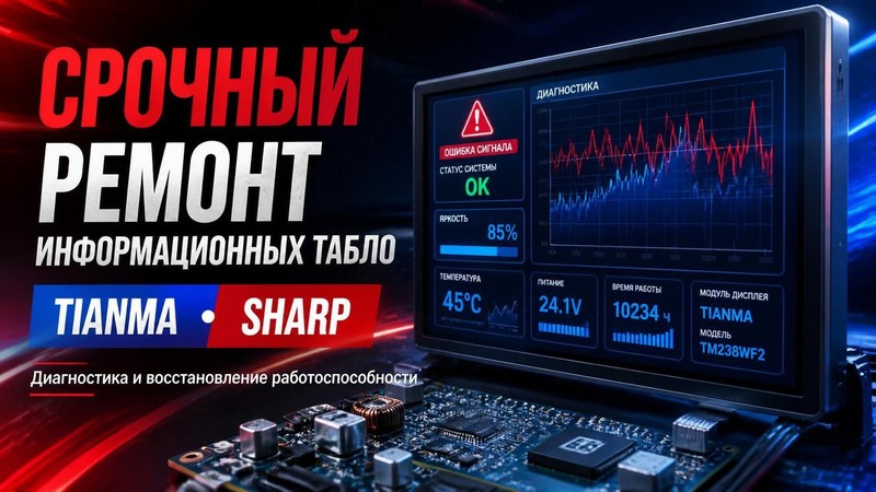 Срочный ремонт информационных табло Tianma, Sharp