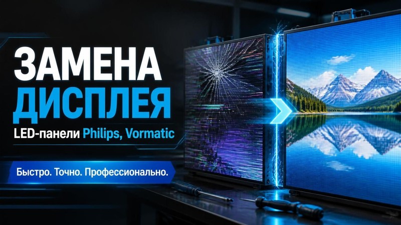 Замена дисплея в LED панелях Philips, Vormatic