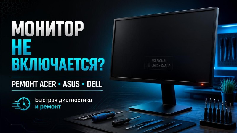 Монитор не включается: ремонт Acer, Asus, Dell