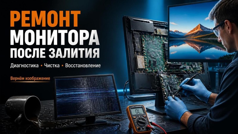 Ремонт монитора после залития жидкостью