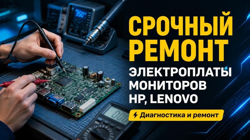 Срочный ремонт электроплаты монитора HP, Lenovo
