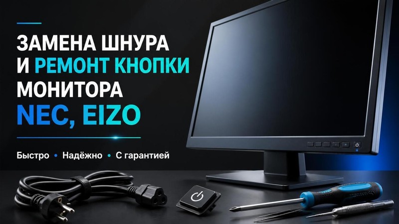 Замена шнура и ремонт кнопки монитора NEC, Eizo