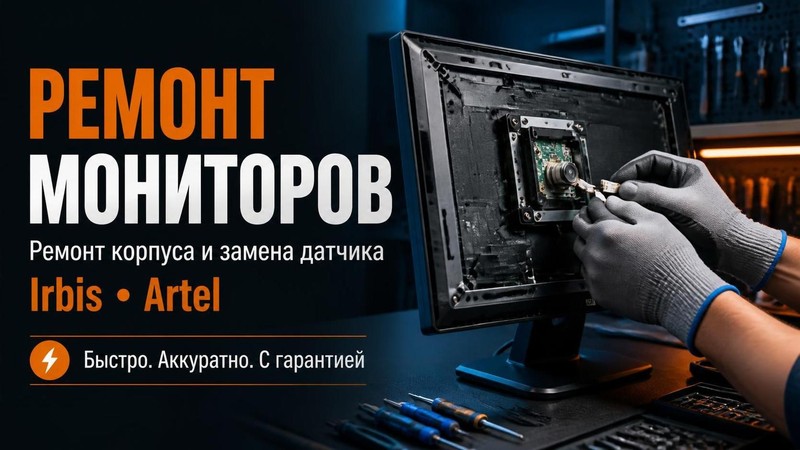 Ремонт корпуса и замена датчика монитора Irbis, Artel