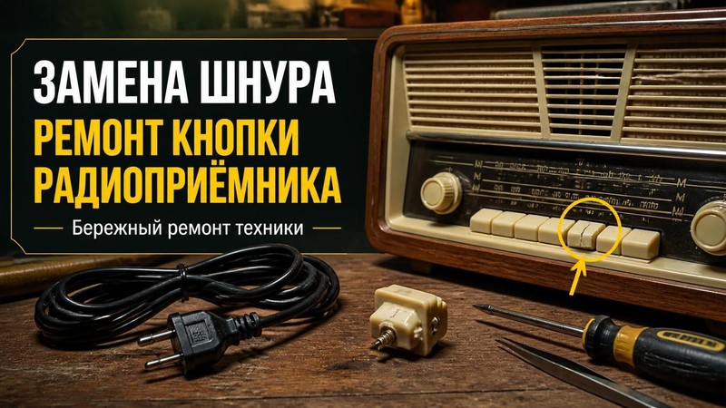 Замена шнура и ремонт кнопки радиоприемника