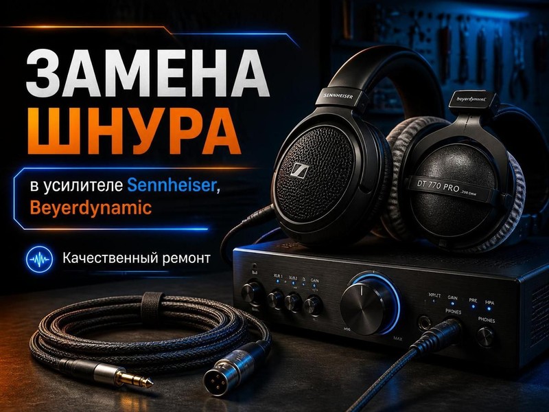 Замена шнура в усилителе Sennheiser, Beyerdynamic