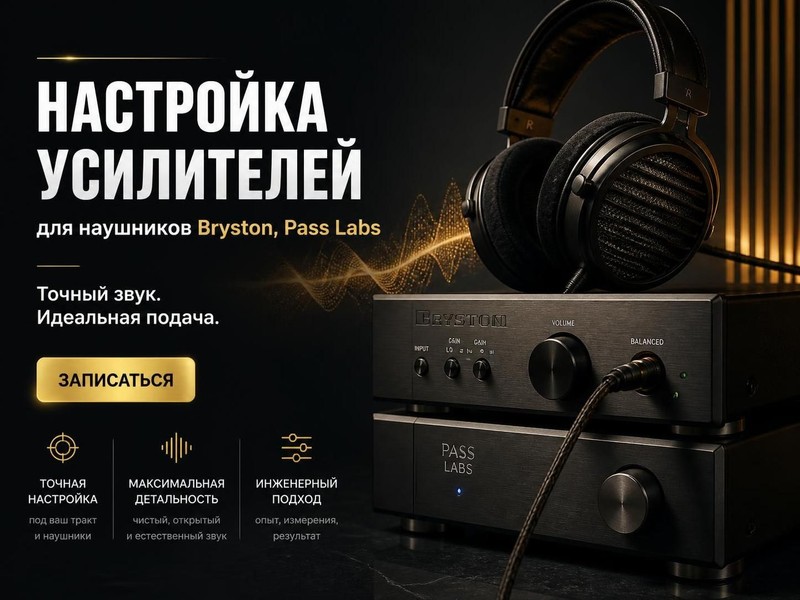 Настройка усилителей для наушников Bryston, Pass Labs