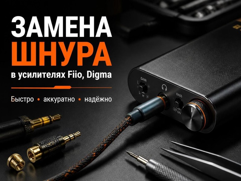 Замена шнура в усилителях Fiio, Digma