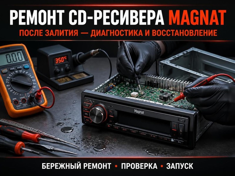 Ремонт CD-ресивера после залития Magnat