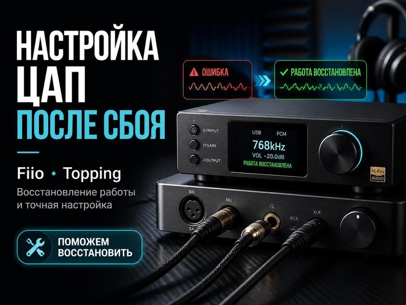 Настройка ЦАП Fiio, Topping после сбоя
