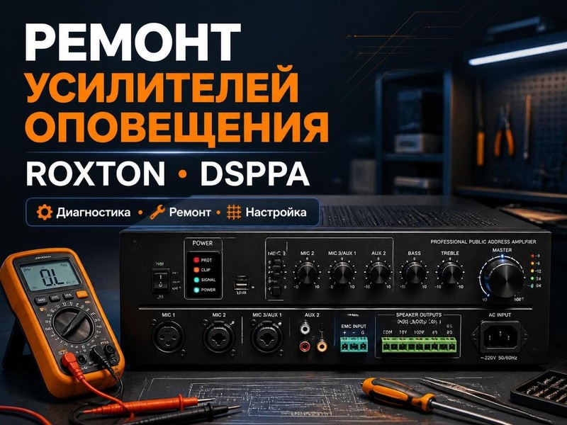 Ремонт усилителя системы оповещения Roxton, DSPPA