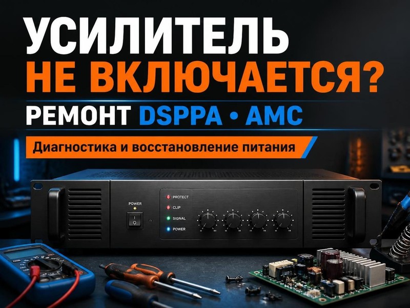 Трансляционный усилитель не включается: ремонт DSPPA, AMC
