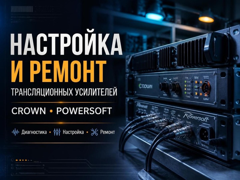 Настройка и ремонт трансляционных усилителей Crown, Powersoft