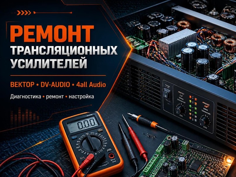 Ремонт трансляционных усилителей ВЕКТОР, DV-AUDIO, 4all Audio
