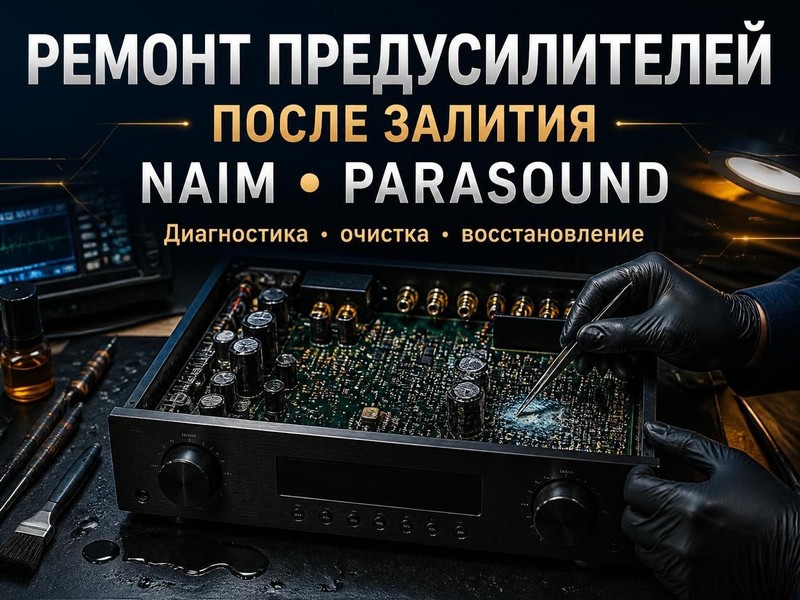Ремонт предусилителей после залития Naim, Parasound