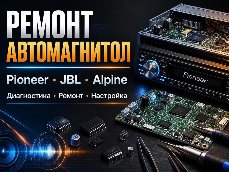 Ремонт автомагнитол Pioneer, JBL, Alpine