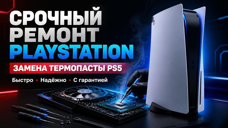 Срочный ремонт PlayStation и замена термопасты PS5