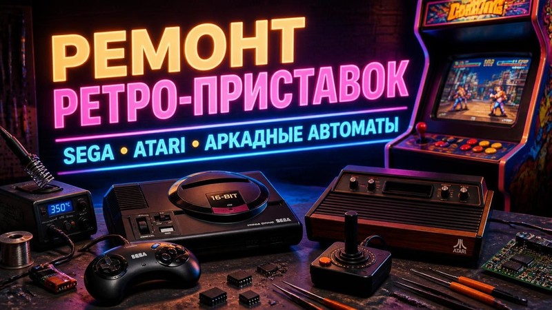 Ремонт ретро-приставок Sega, Atari и аркадных автоматов