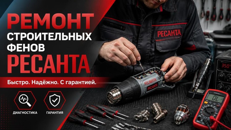 Ремонт строительных фенов Ресанта