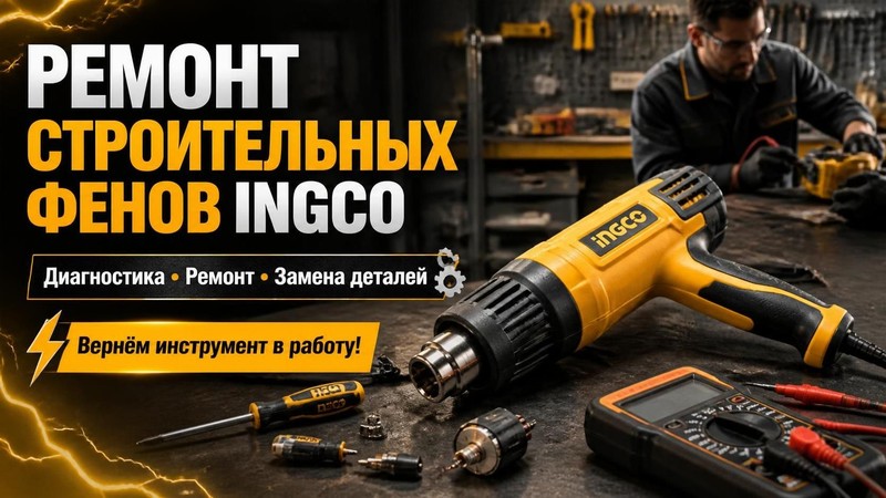 Ремонт строительных фенов Ingco